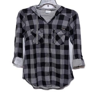 NEW COLUMBIA PURDUE UNIVERSITY BOILERMAKERS PLAID BUTTON UP WOMENS MEDIUM NCAA